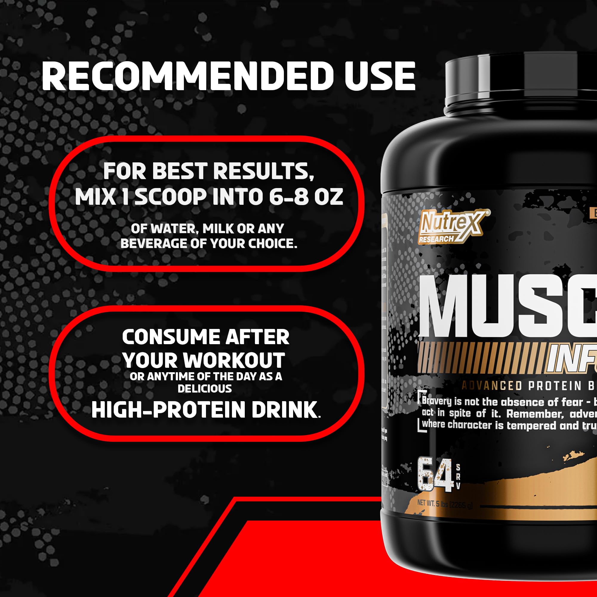 Nutrex Muscle Infusion mixing bowl ready for quick, smooth blending.