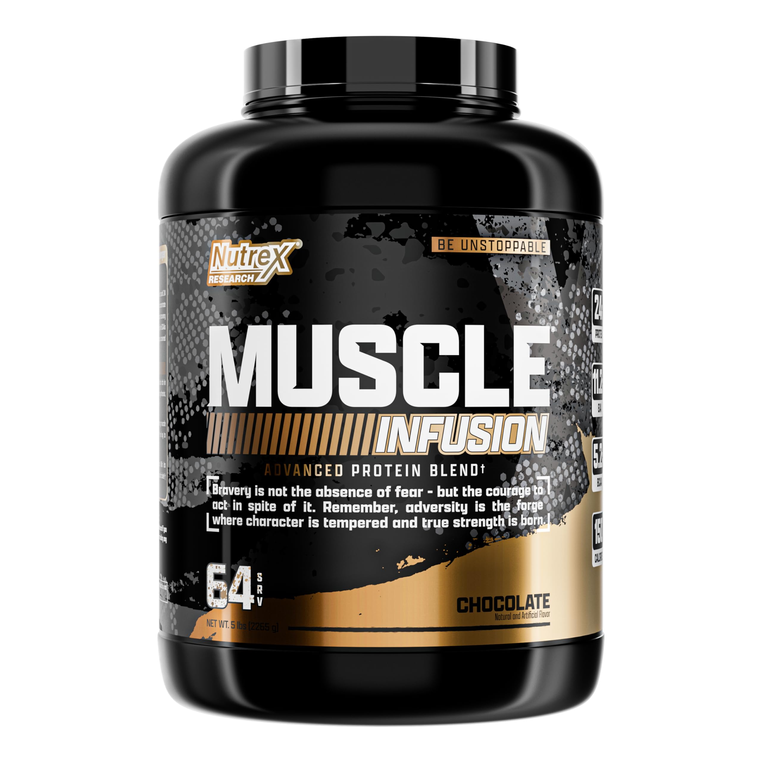 Nutrex Muscle Infusion tub front with serving suggestion for workouts.