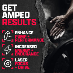 Nutrex OUTLIFT Amped powder scoop close-up highlighting high-stim formula.