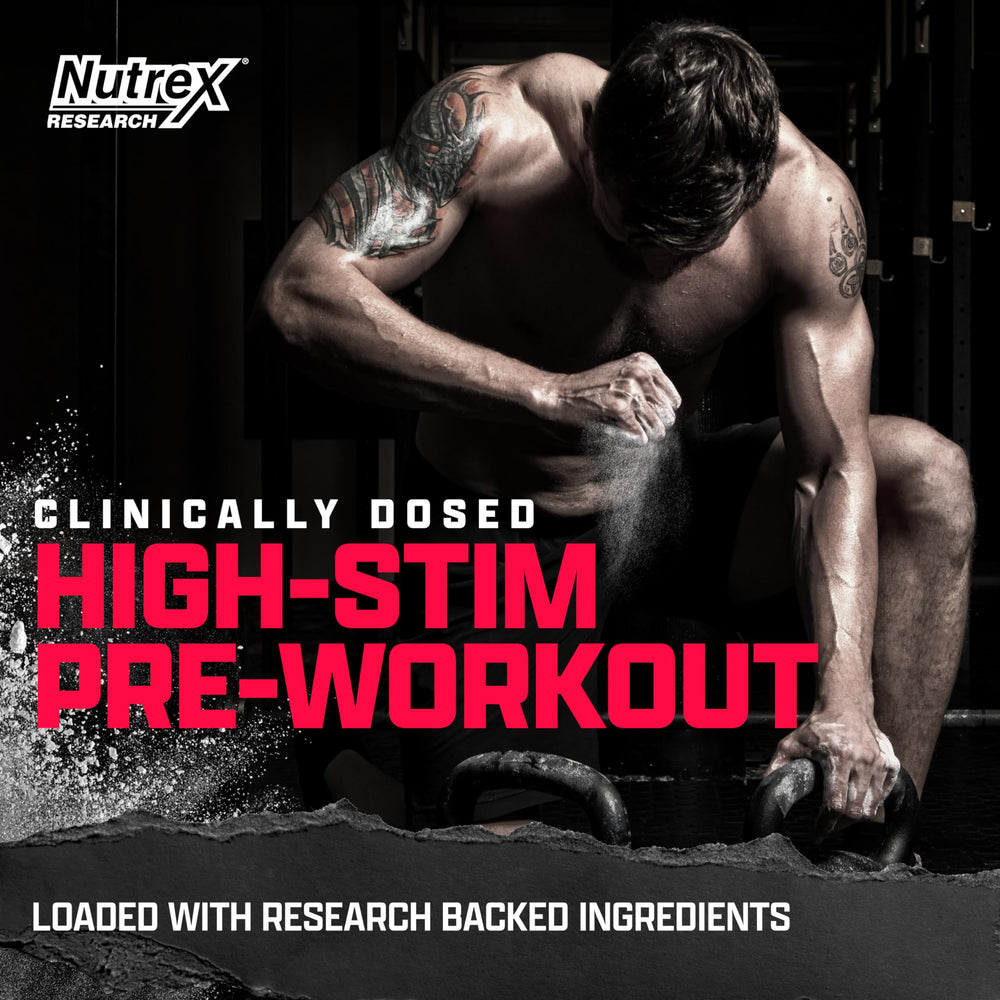 Nutrex OUTLIFT Amped serving poured into shaker for quick pre-workout fueling.