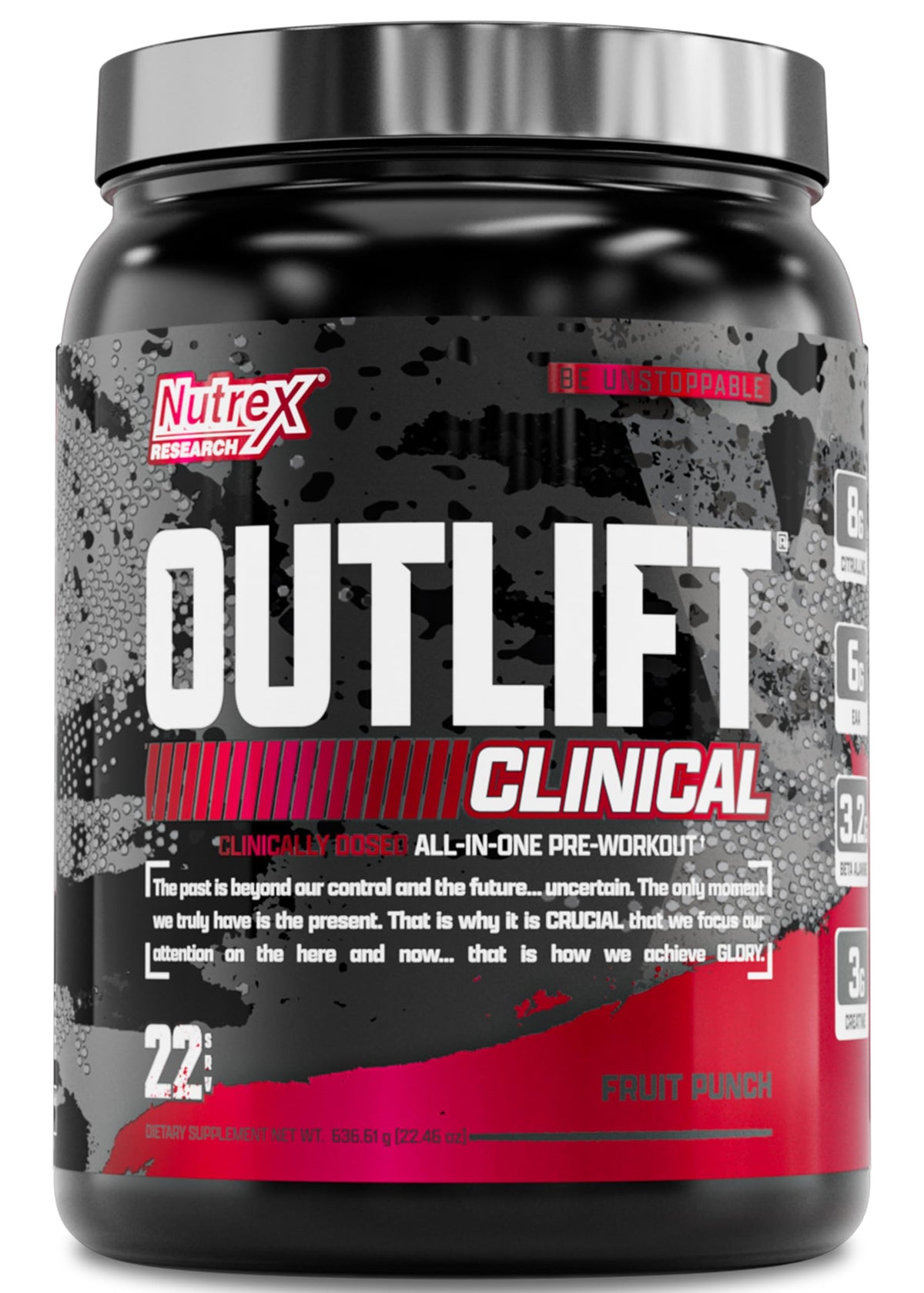 Nutrex Outlift fruit punch can fuels intense workouts.