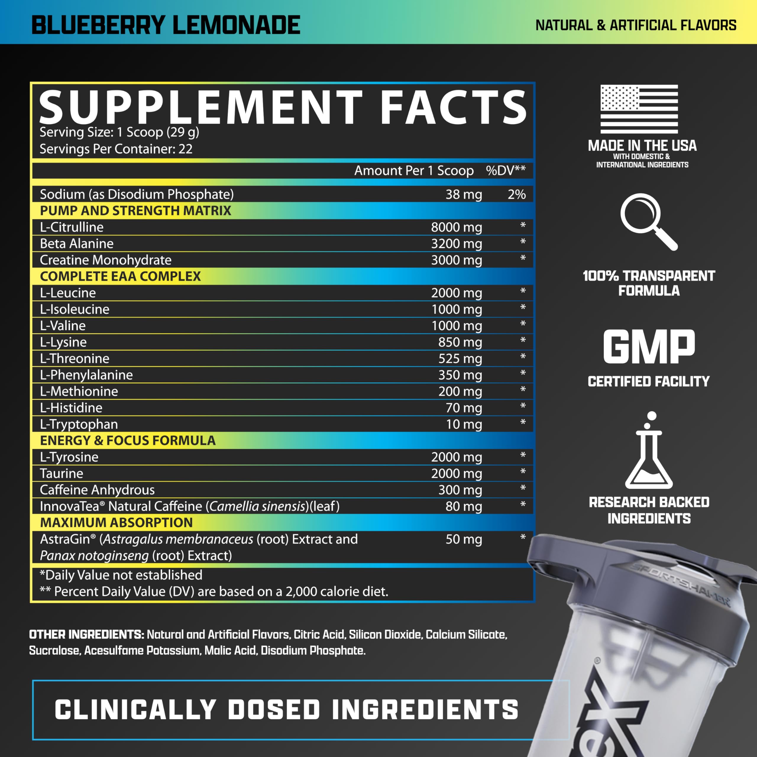 Nutrex Outlift powder mixed in glass with smooth texture and no clumps