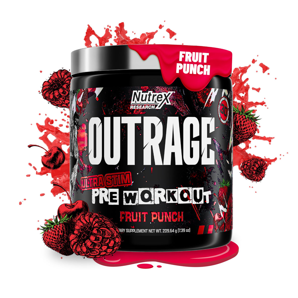 Nutrex Outrage Ultra bottle front showing bold design and energy cues for tough workouts