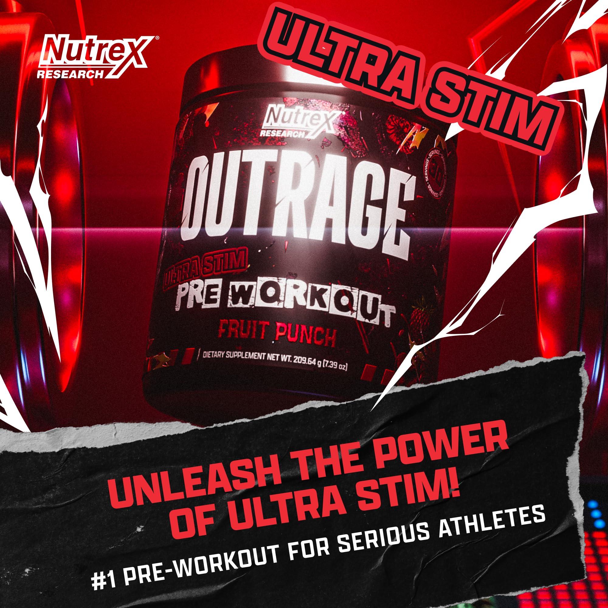 Nutrex Outrage Ultra scoop demonstrates dosing for high performance sessions