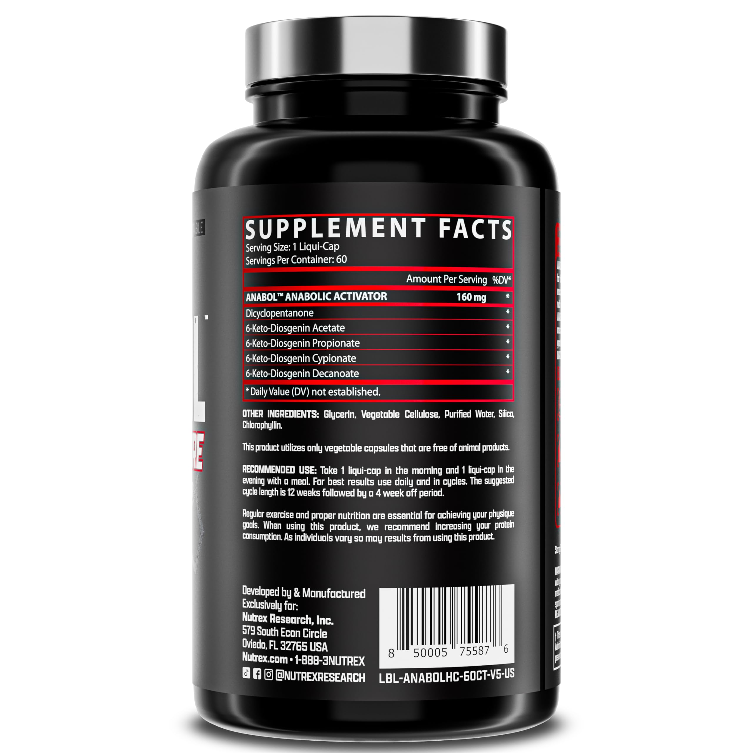 Nutrex Research Anabol Hardcore label front showing product purpose for lean mass