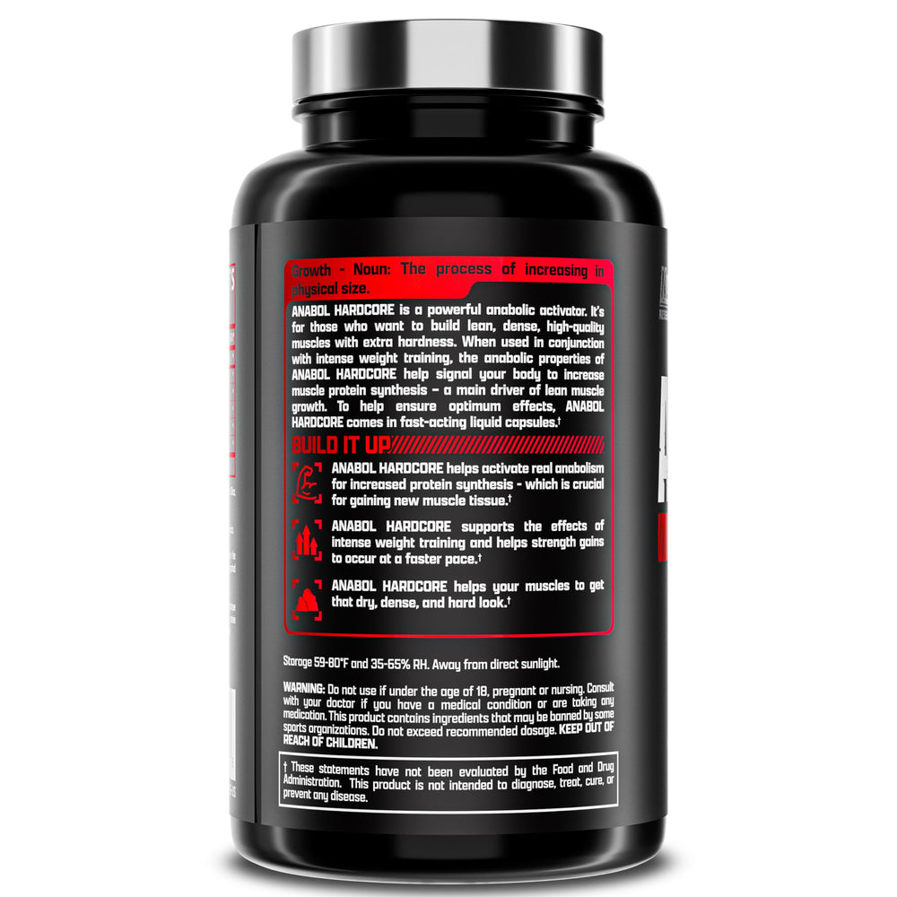 Nutrex Research Anabol Hardcore pill close-up highlighting easy, vegetarian-friendly capsules