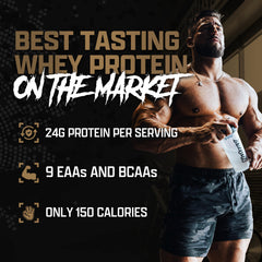 Scoop of Nutrex Research chocolate whey protein for quick, easy dosing.