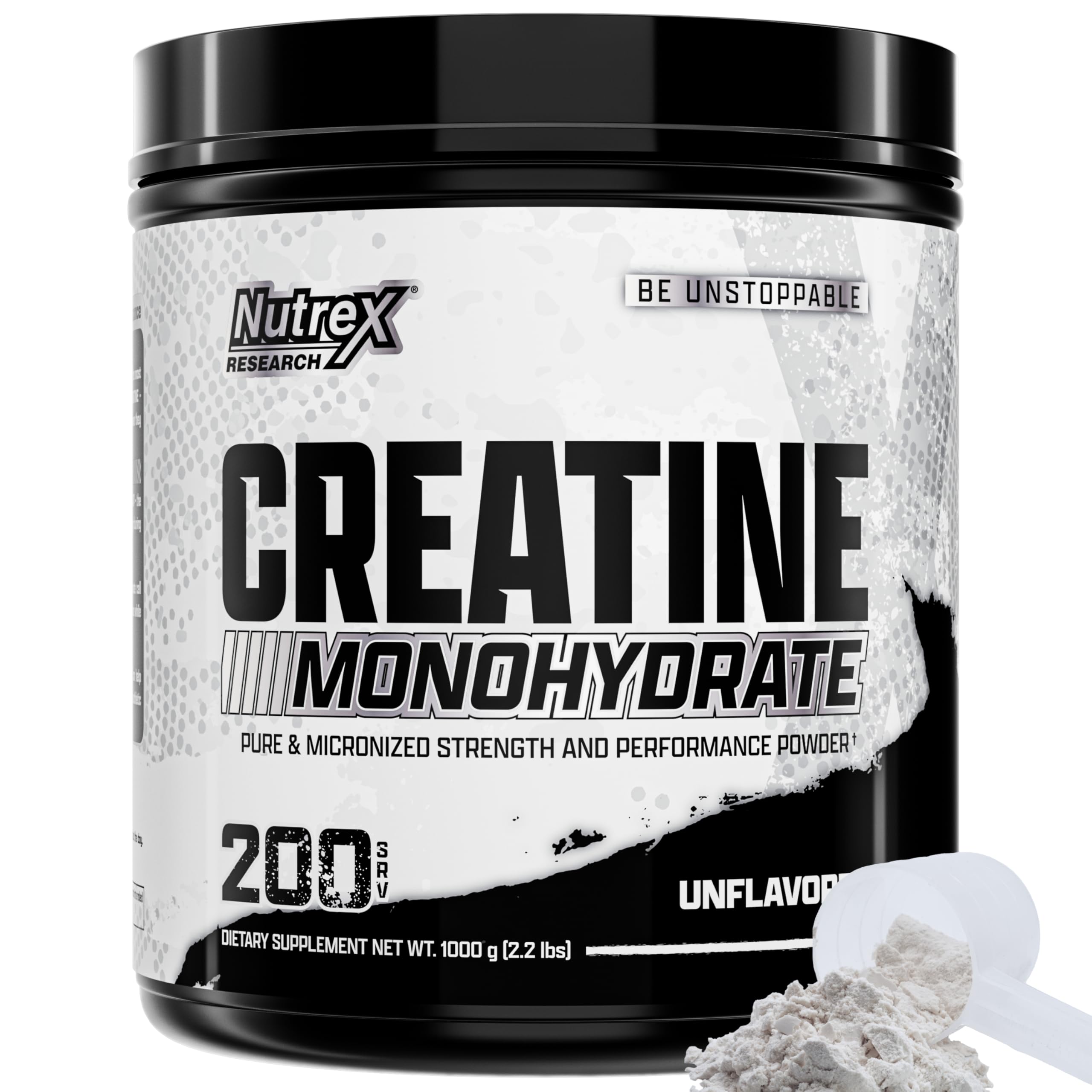 Nutrex Research Creatine Monohydrate bottle pour shows easy daily use.