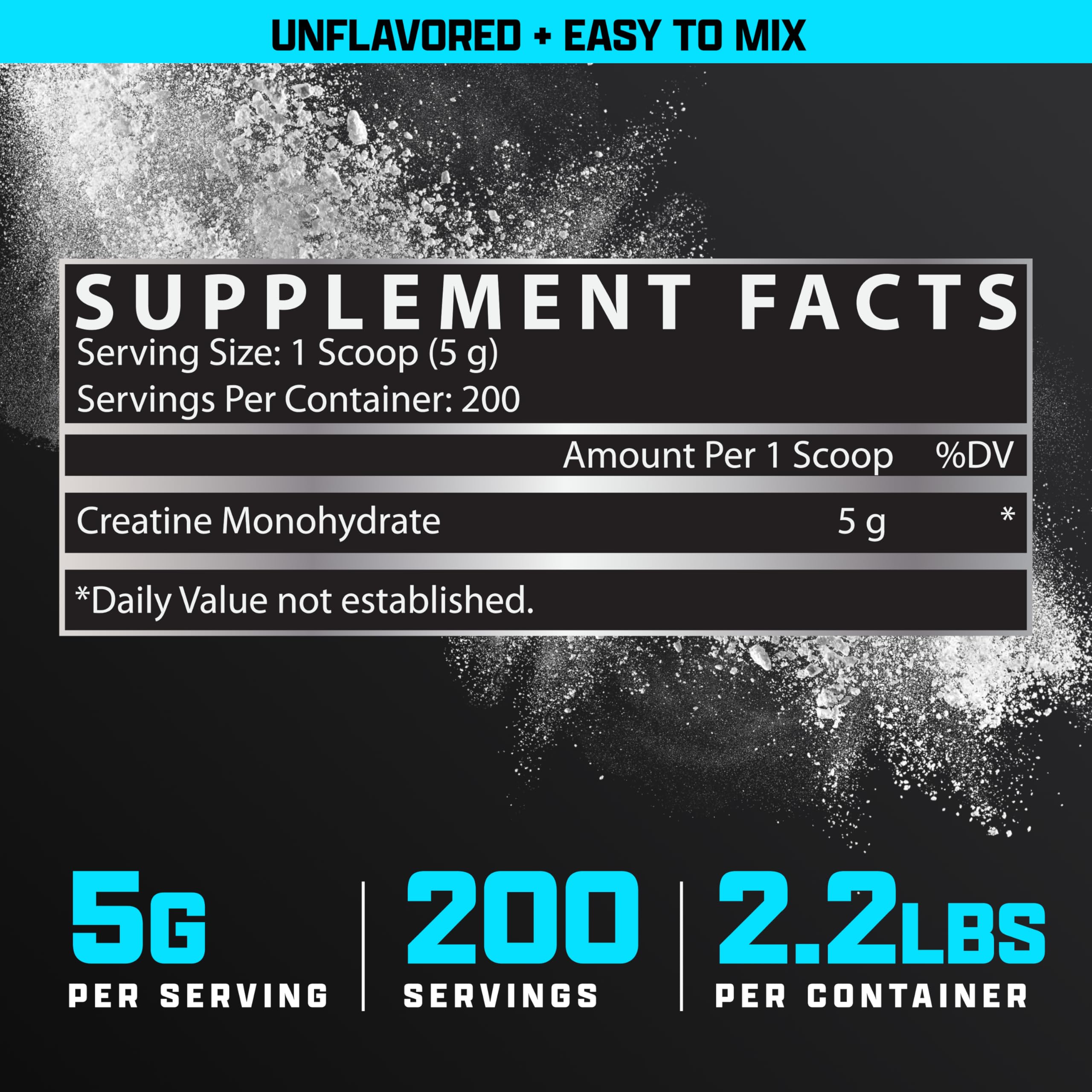 Nutrex Research Creatine Monohydrate label close-up confirms USA-made quality.