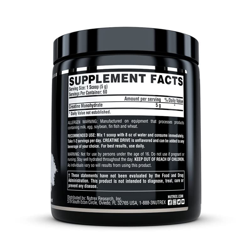 Nutrex Research Creatine Monohydrate Unflavored powder blends easily into drinks