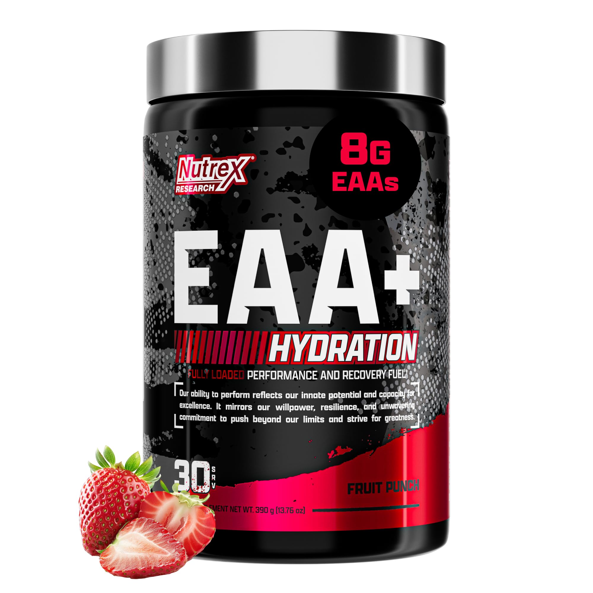 Nutrex Research EAA Hydration bottle with Fruit Punch flavor for sustained energy and recovery