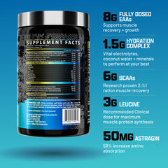 Nutrex EAA Hydration glass with powder ready to mix during workouts