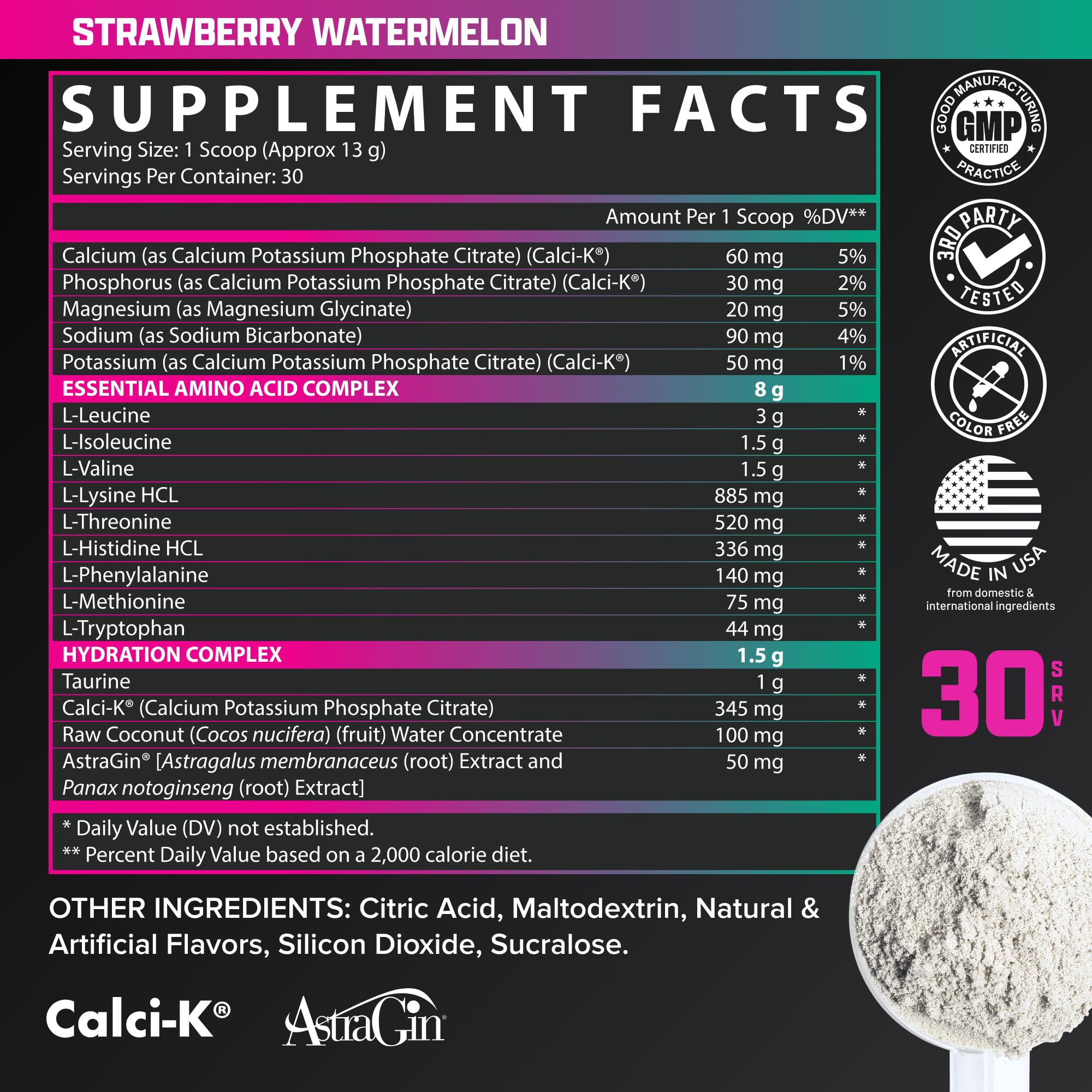 Nutrex Research EAA Hydration shaker with prepared drink.