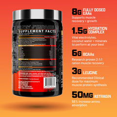Nutrex Research EAA Hydration powder-in-glass shows mixability for intra-workout use