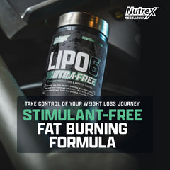 Nutrex Research LIPO SIX Stim-Free capsules ready for easy twice-daily dosing.