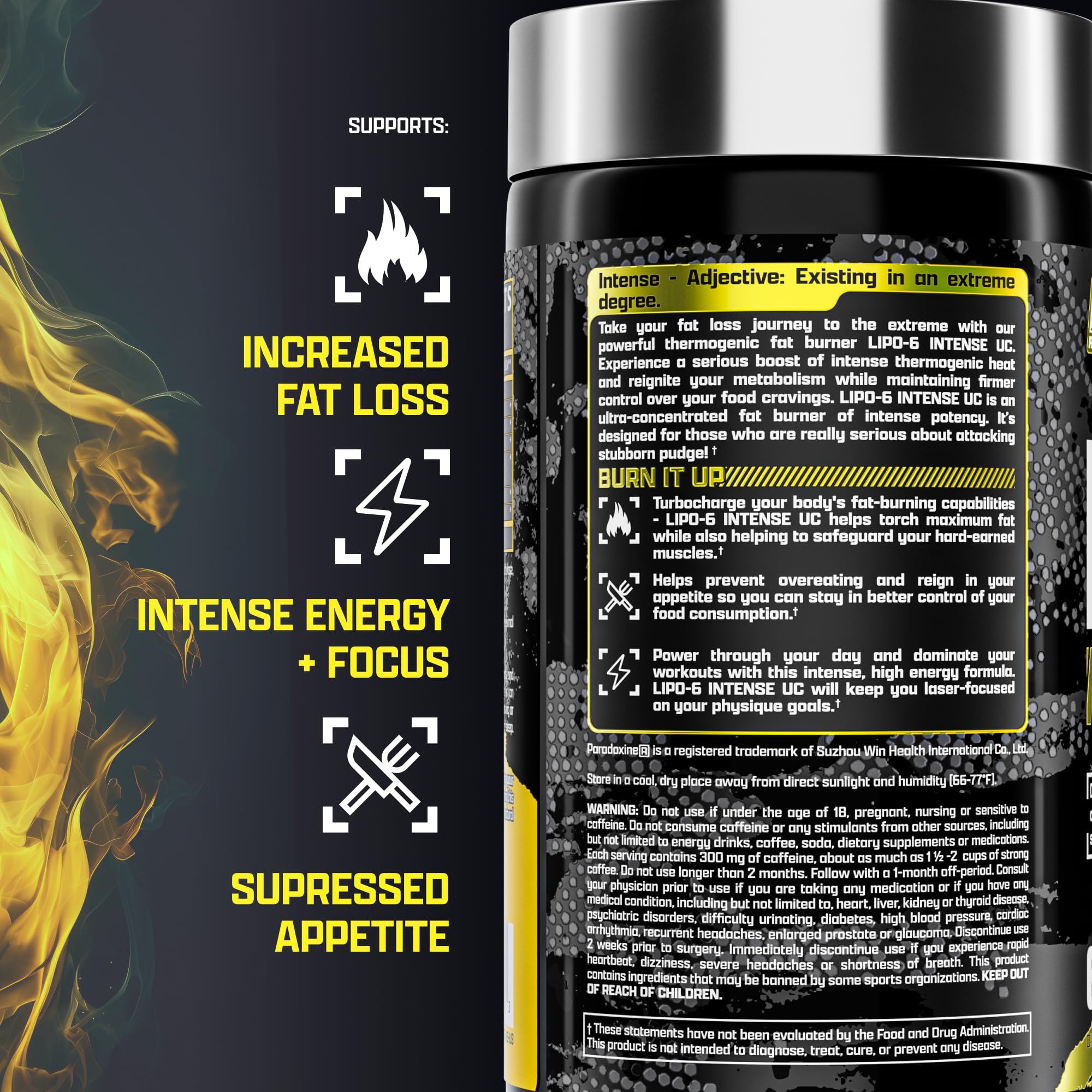 Lipo6 Black capsules close-up showing compact thermogenic formula