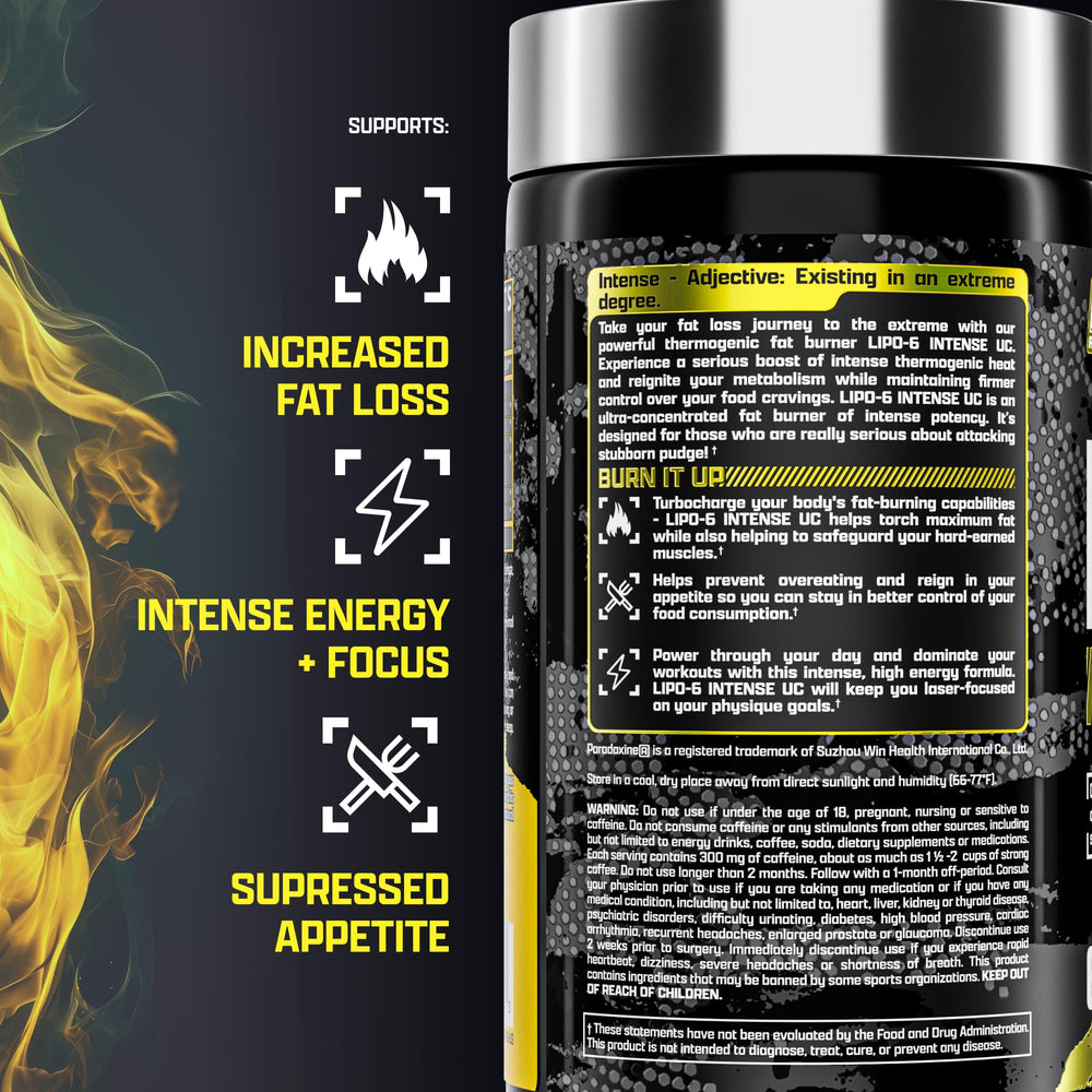 Lipo6 Black capsules close-up showing compact thermogenic formula