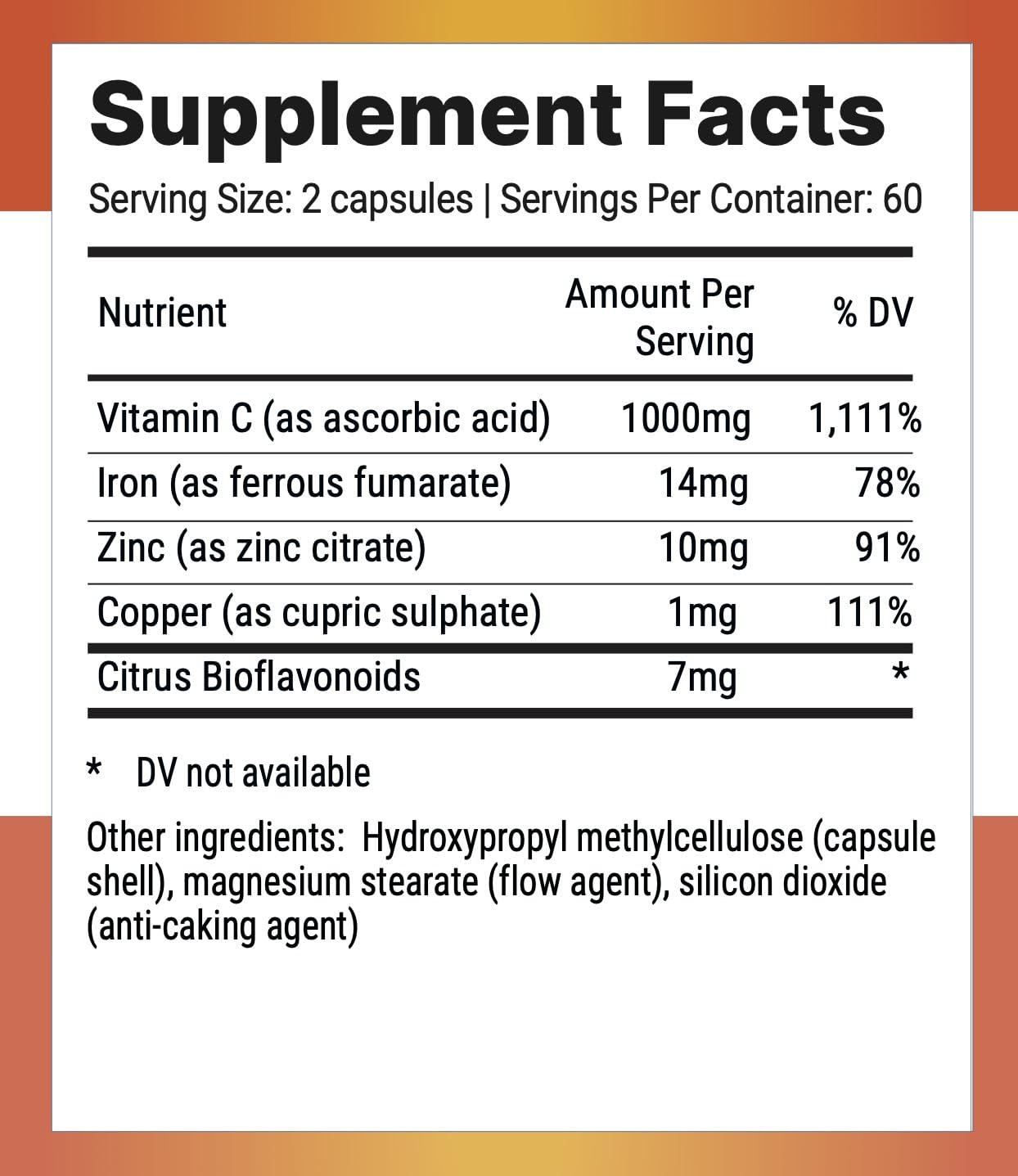 Nutri-Align Mega Vitamin C bottle side view highlights sugar-free, gluten-free formula for sensitive diets.