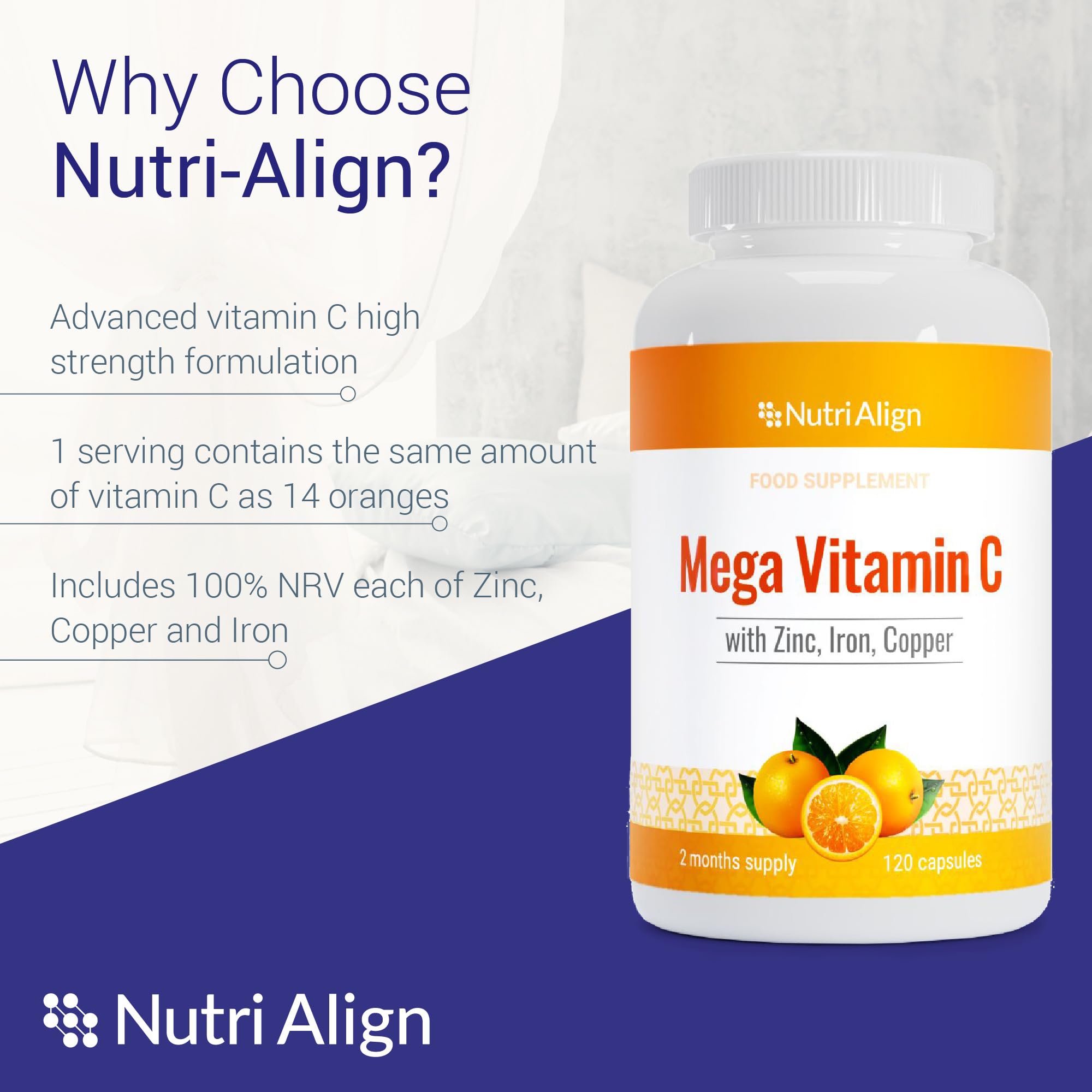 Nutri-Align Mega Vitamin C pour shot demonstrates convenient two-capsule serving.