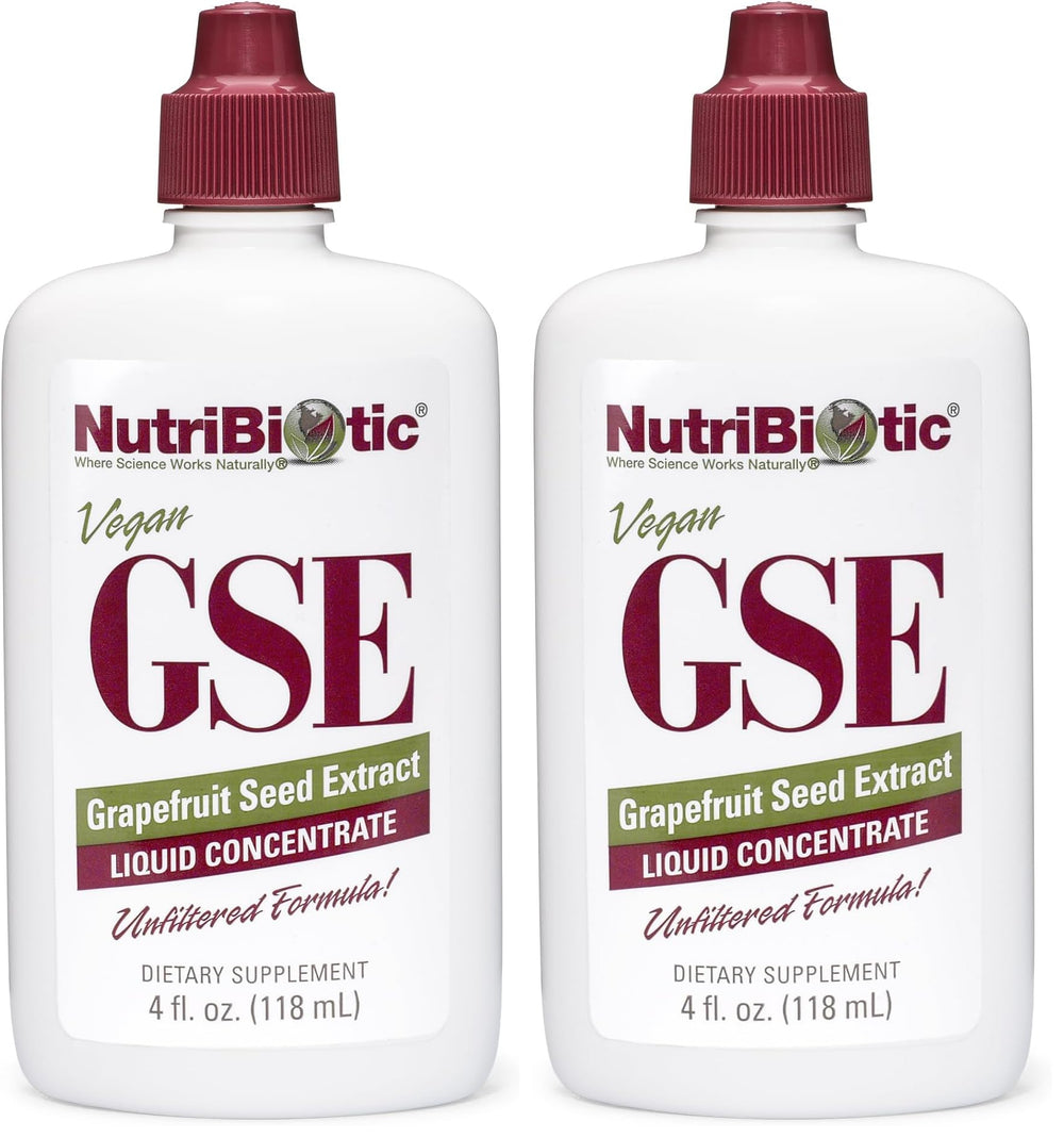 NutriBiotic GSE bottle front shows premium grapefruit seed extract for daily wellness.