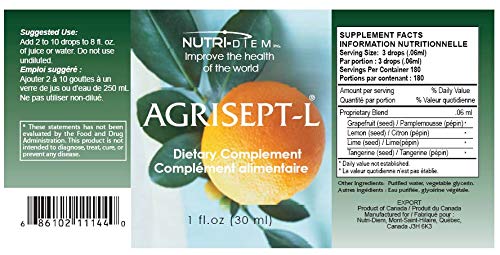 Nutri-Diem Agrisept L Antioxidant box close-up highlighting label.