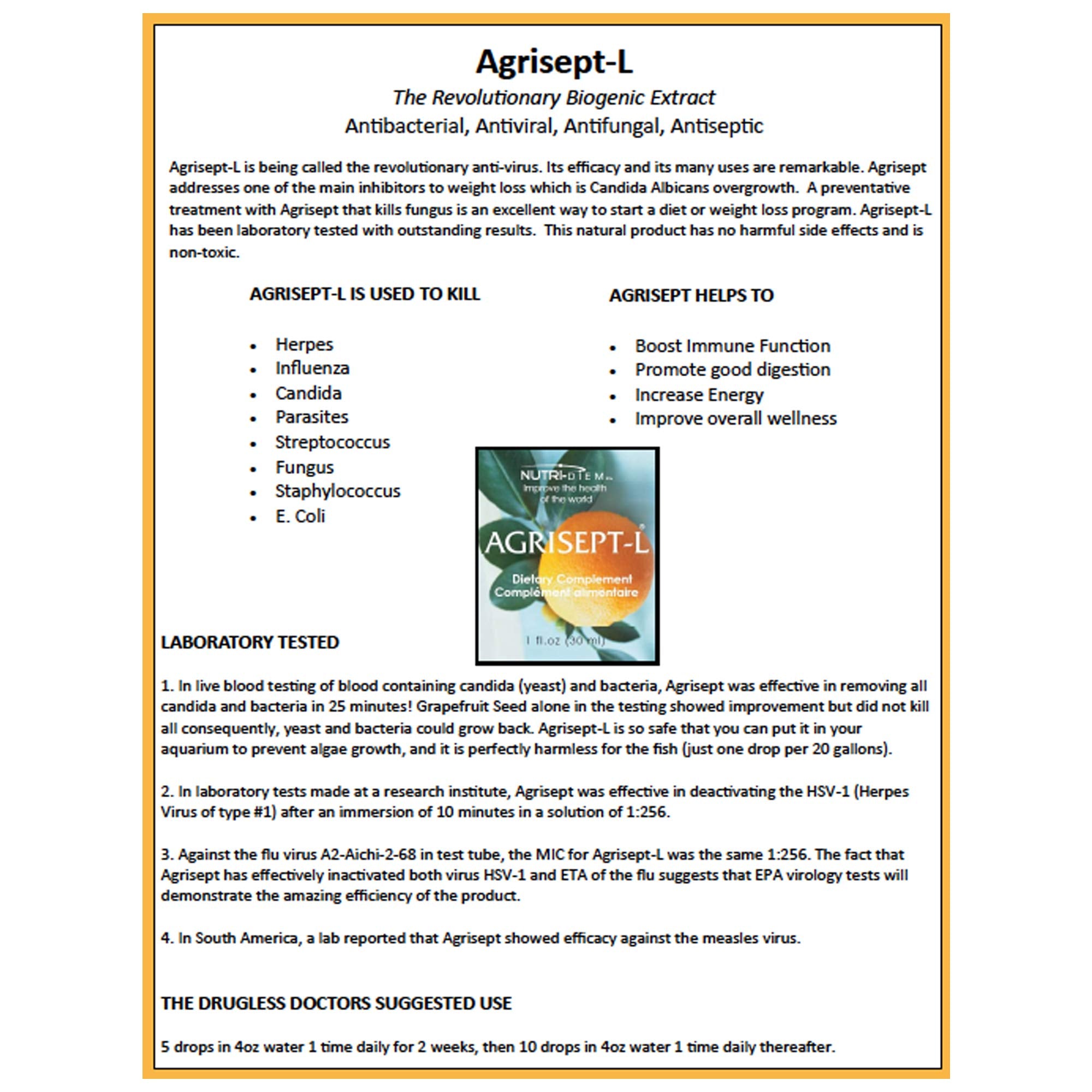 Nutri-Diem Agrisept L antioxidant bottle on counter illustrates portable daily option.