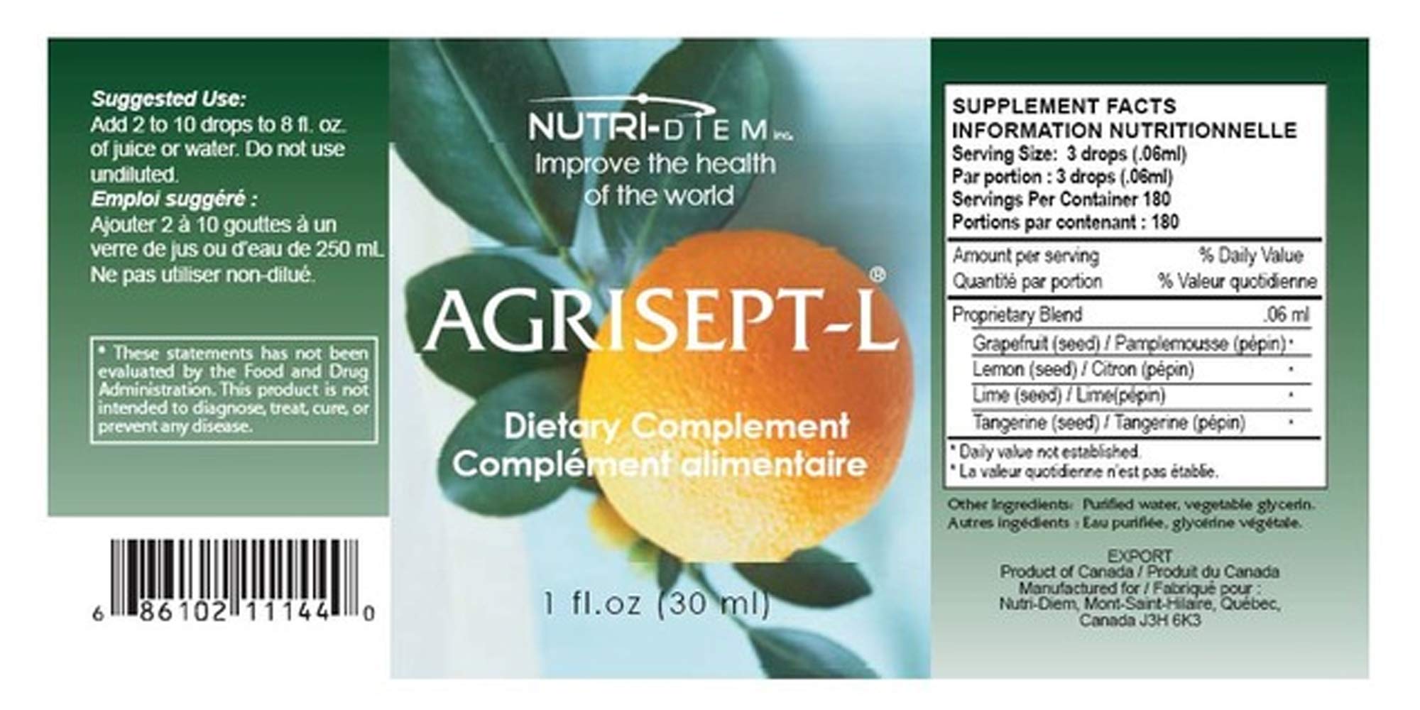 Nutri-Diem Agrisept L antioxidant packaging box shown for easy gifting.