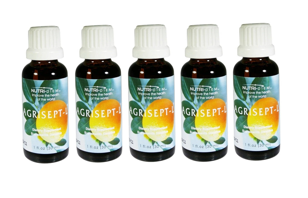 Nutri-Diem Agrisept-L bottle, compact 30ml, ideal for daily balance support during busy days.