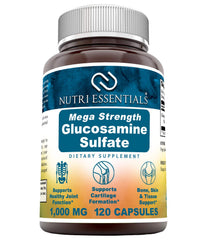 Nutri Essentials Glucosamine Sulfate Mega Strength bottle for daily joint support