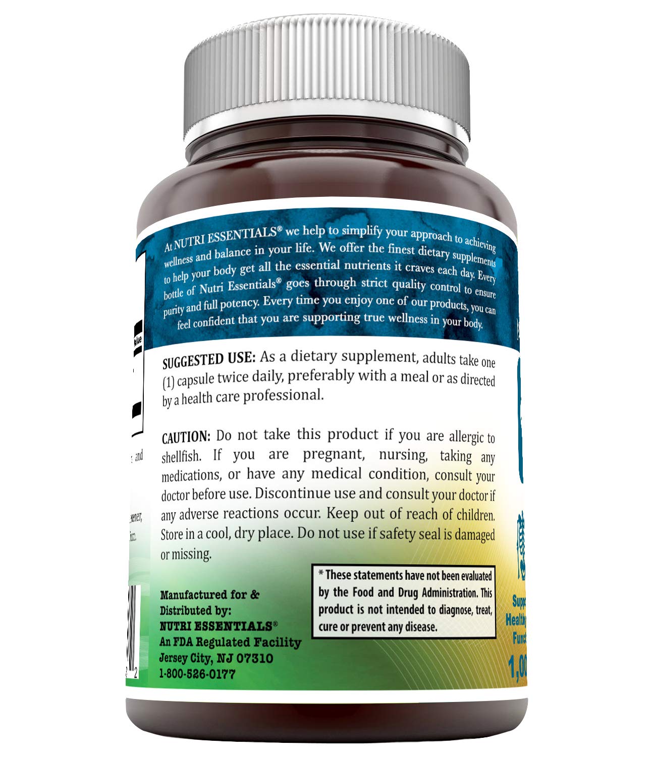 Nutri Essentials Glucosamine Sulfate Mega Strength label with clear ingredients