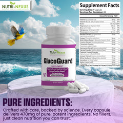 Nutri-Nexus GlucoGuard ingredients close-up highlight Banaba and Cinnamon for natural metabolic balance