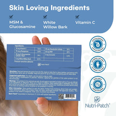 NUTRI-PATCH Inflam applied on skin shows discreet coverage and wearability.