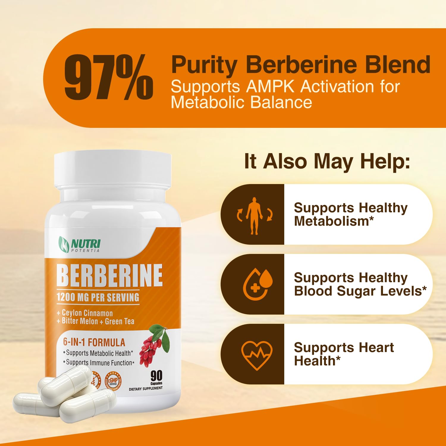 Nutri Potentia berberine with Ceylon cinnamon for balanced blood sugar