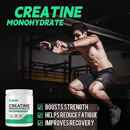 Nutri Potentia Creatine Monohydrate Powder texture close-up for smooth mixing.