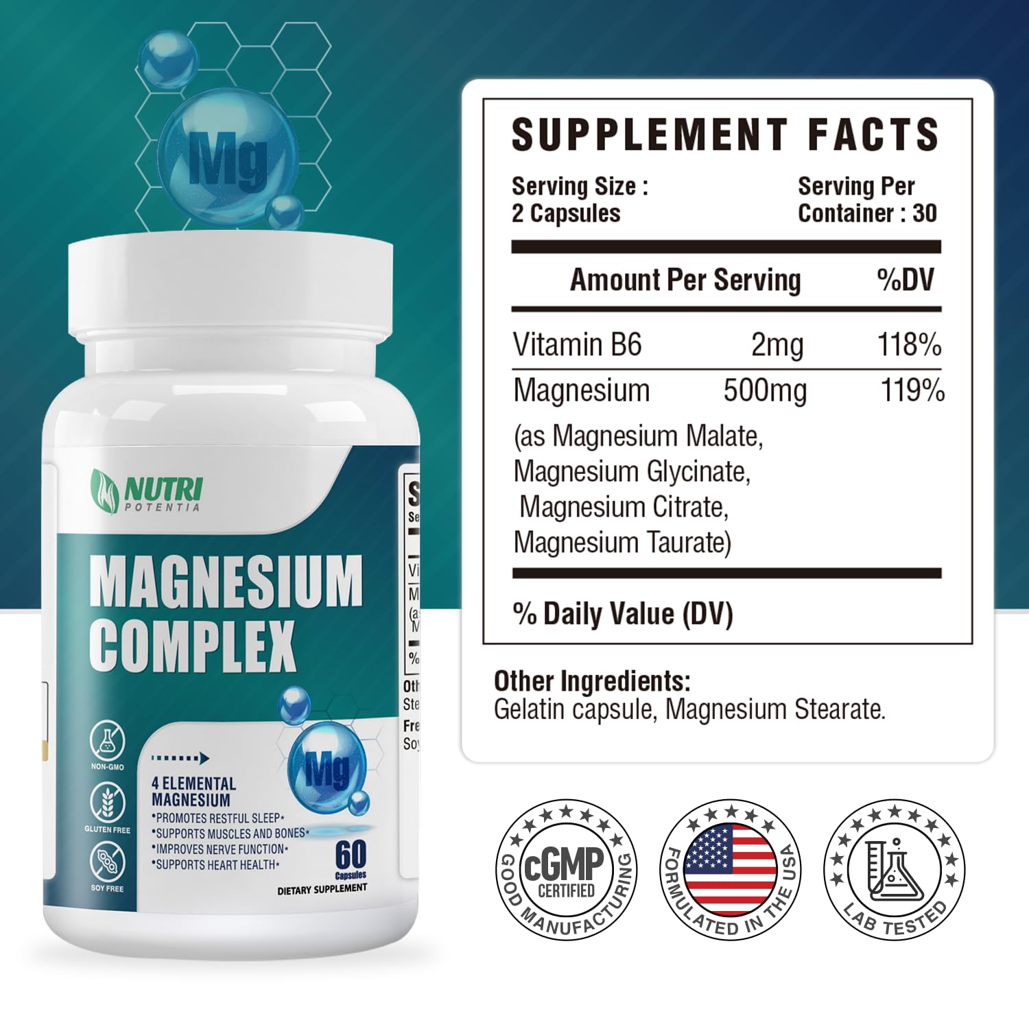 Capsules close-up highlighting high-absorption magnesium blend for daily nutrition