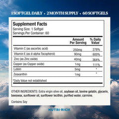 Nutri-Rich Eye Health Softgel pour showing easy daily dosage.