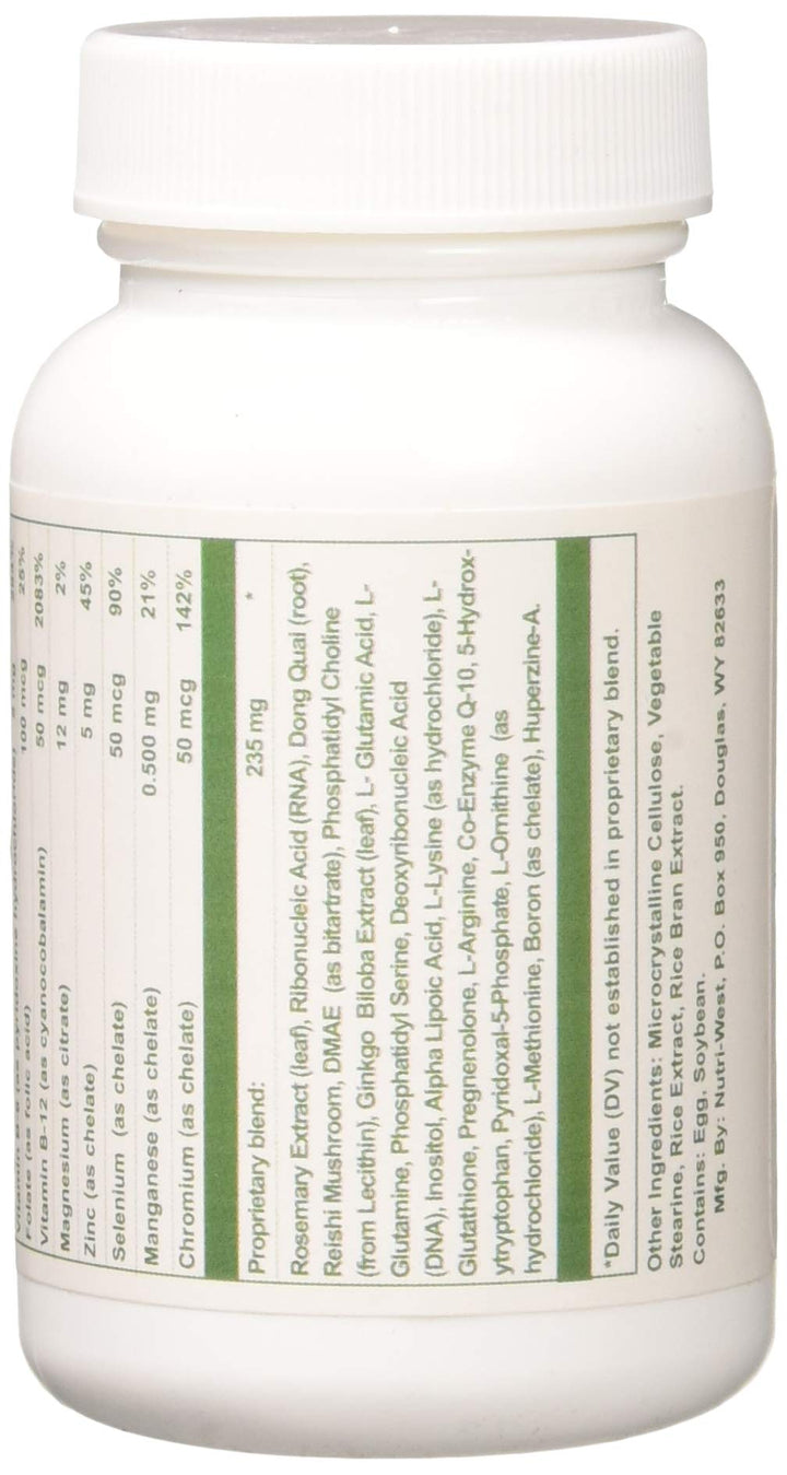 Nutri-West Total Brain 90 label close-up showing branding and essentials