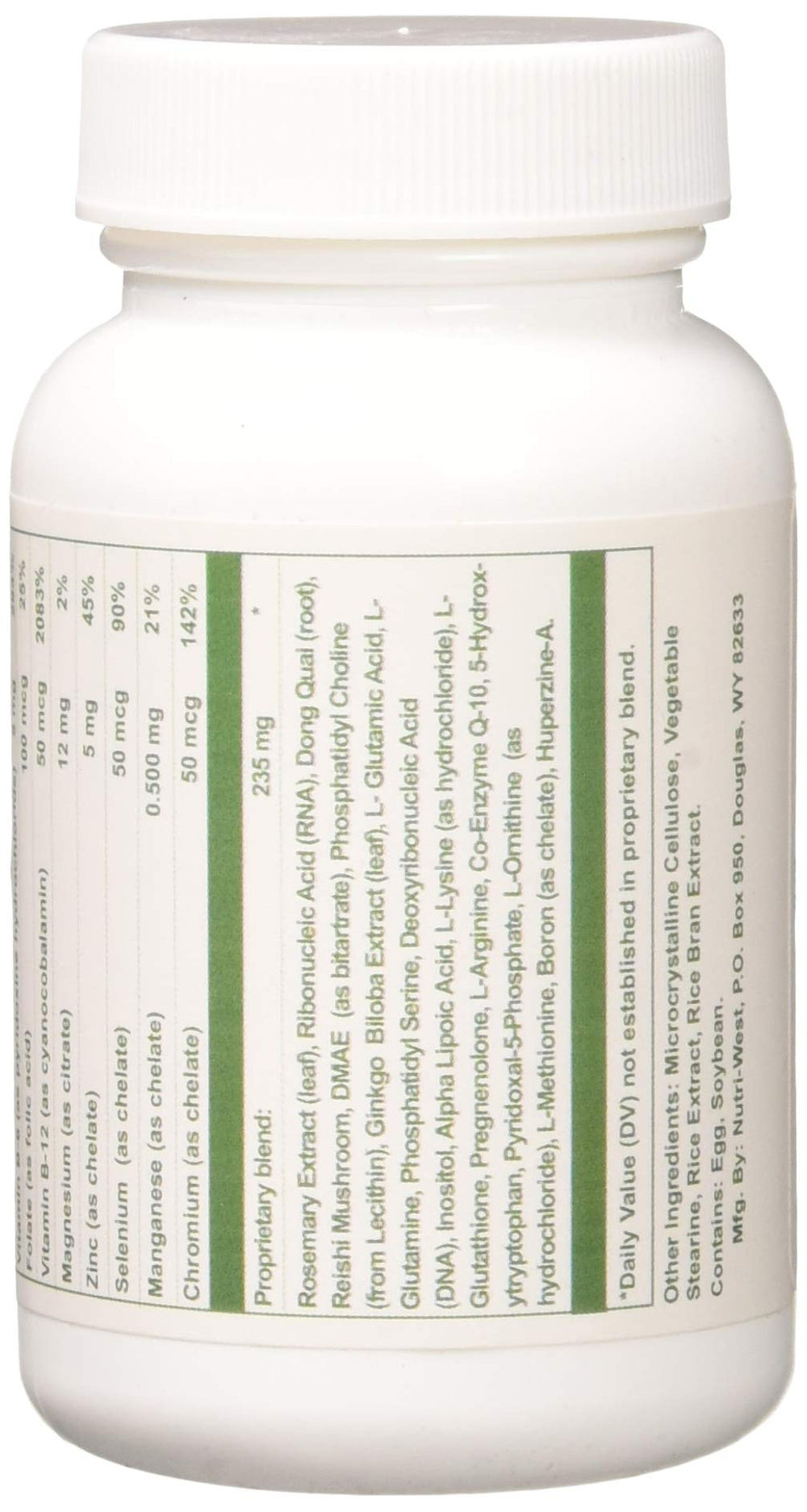 Nutri-West Total Brain 90 label close-up showing branding and essentials