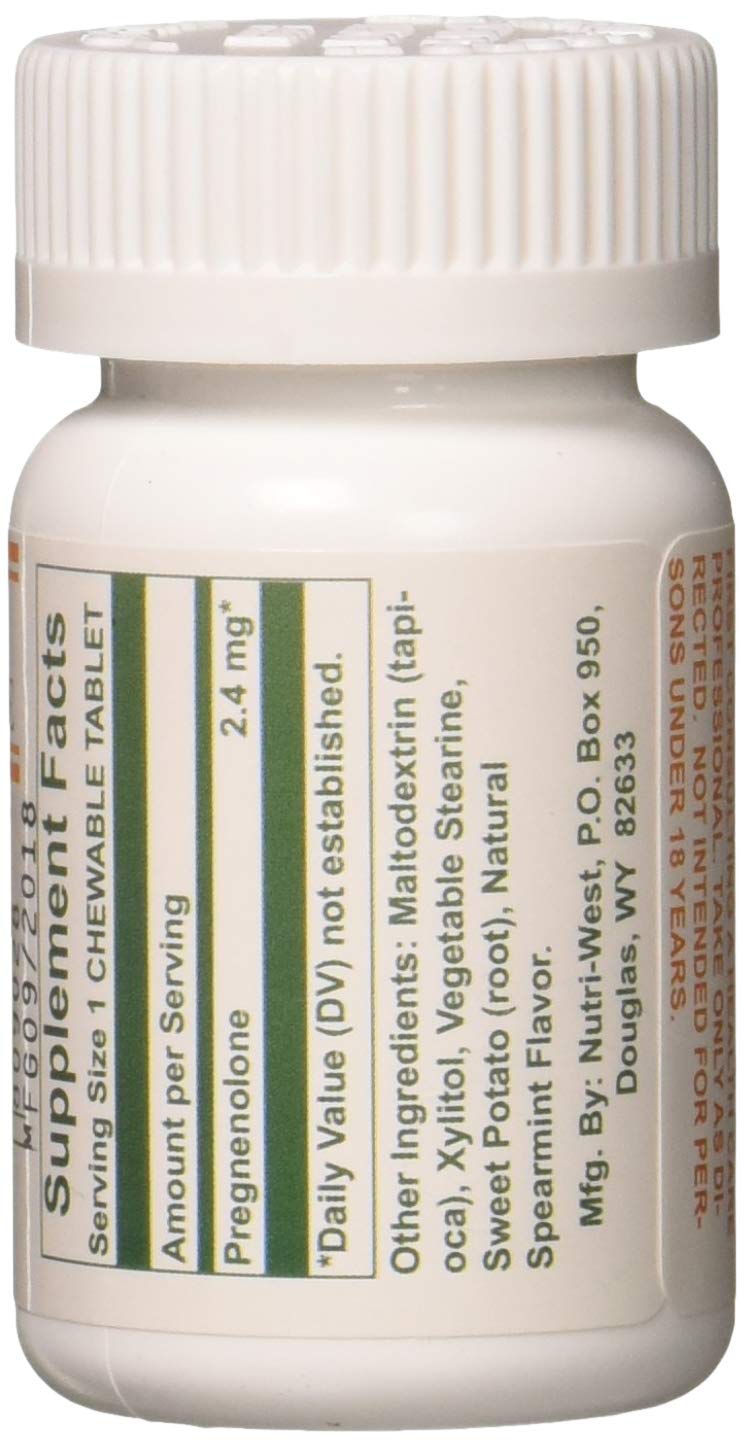 Nutri-West Total Pregnenolone tablets close-up showing easy chewable format.