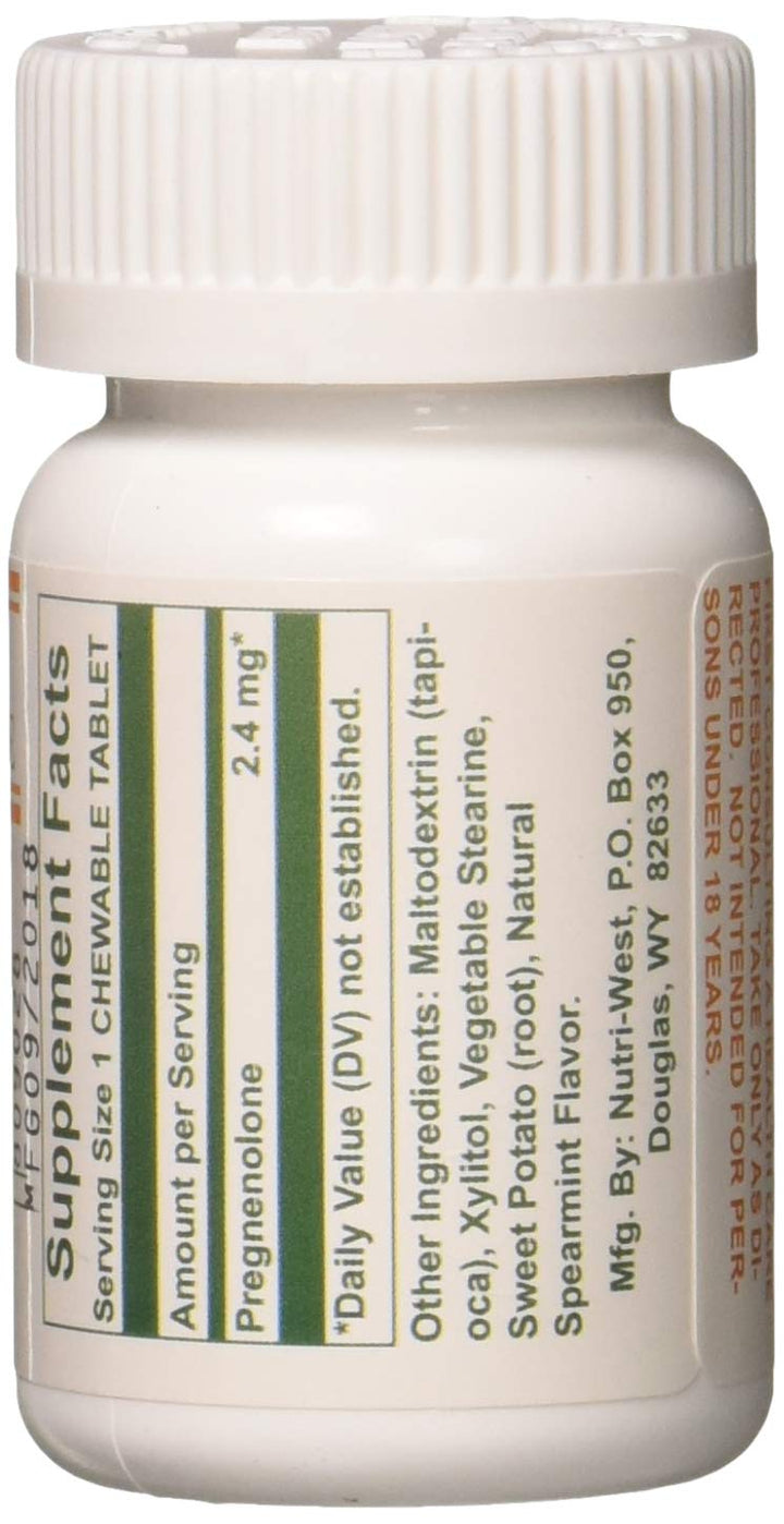 Nutri-West Total Pregnenolone tablets close-up showing easy chewable format.