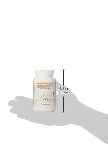 Nutri-West Total Probiotics bottle beside a healthy meal.