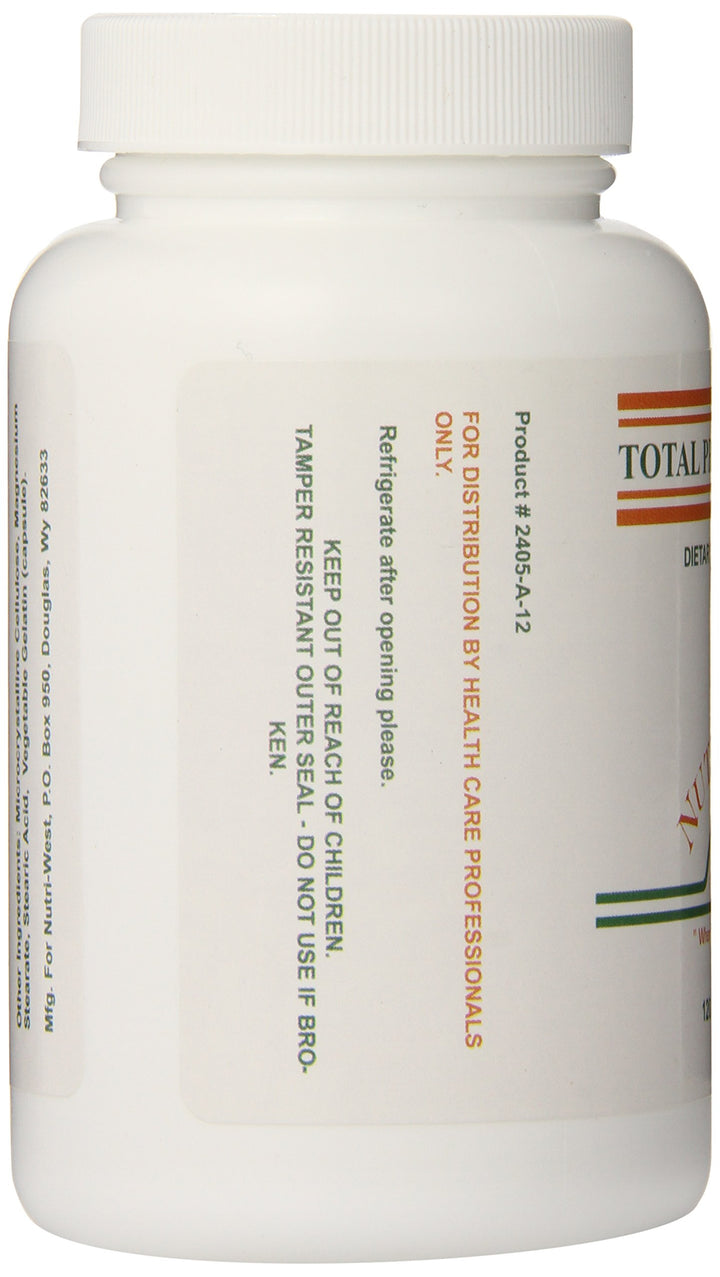 Nutri-West Total Probiotics capsules with water support daily routines.