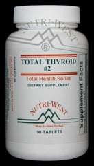 Nutri-West Total Thyroid #2 bottle with capsules and label, ideal for daily wellness.