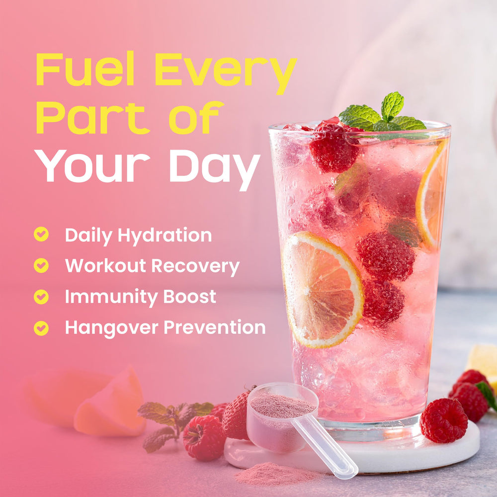 Nutriana Lyte Up Raspberry Lemonade preworkout hydration setup.