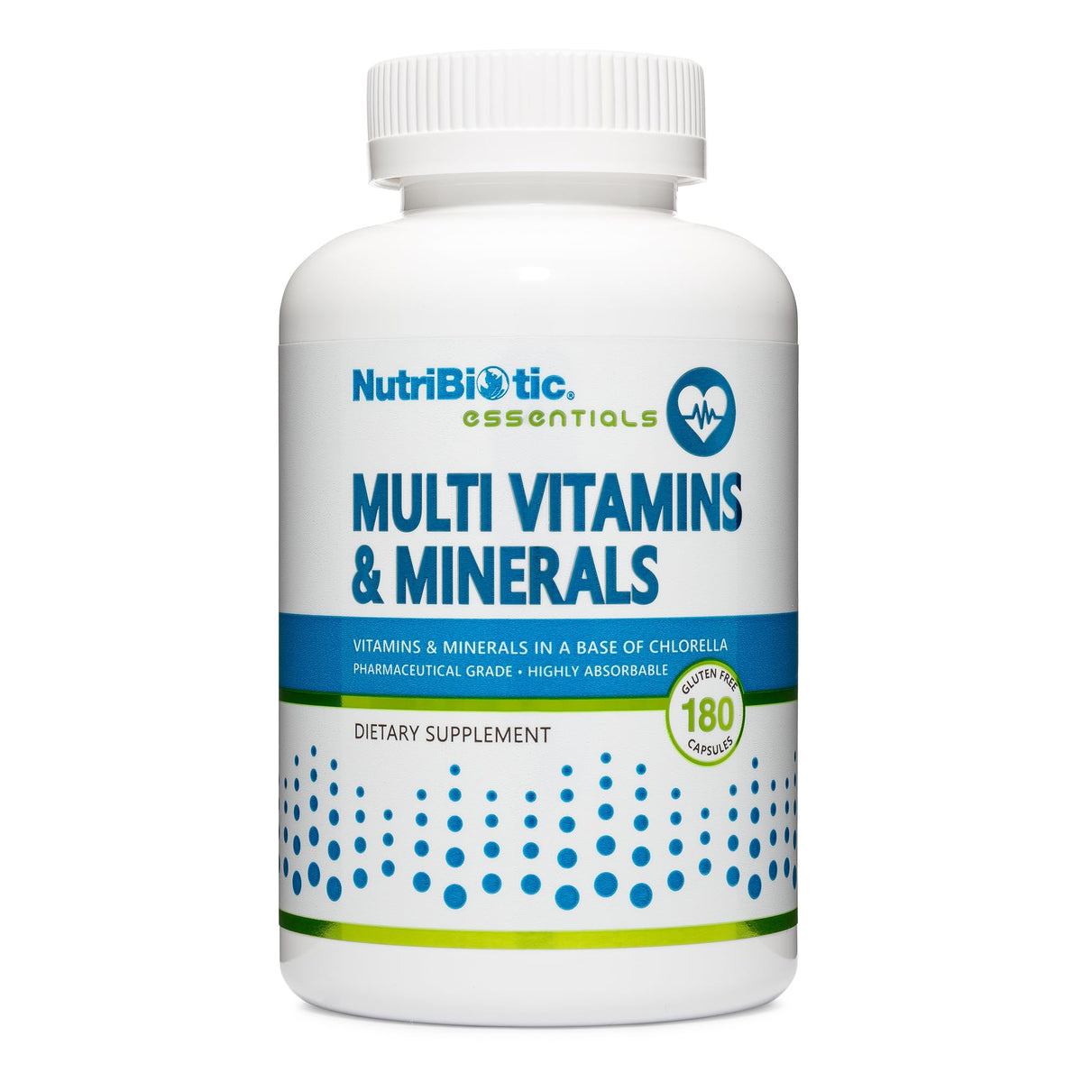 NutriBiotic multi-vitamins bottle front with capsules for daily nourishment