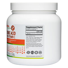 NutriBiotic ascorbic acid powder dissolving in liquid highlights fast absorption and mixability