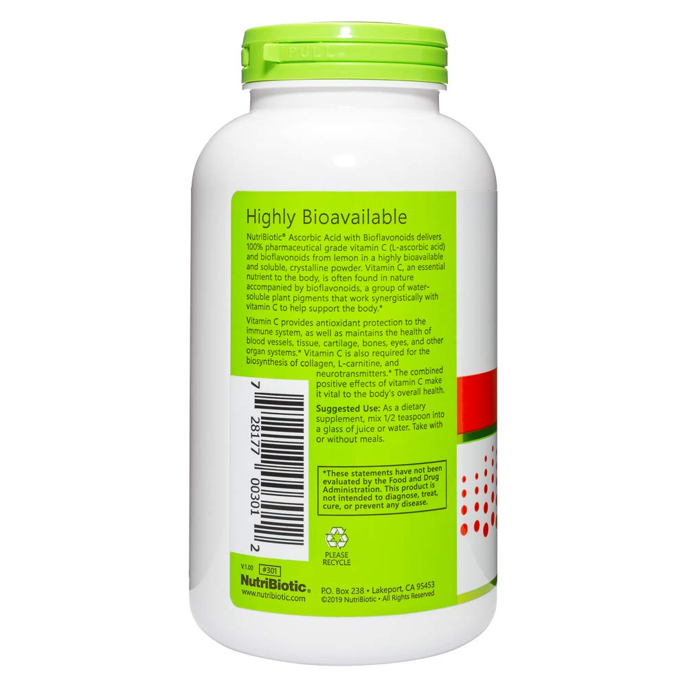NutriBiotic vitamin C powder dissolving into juice for easy daily use