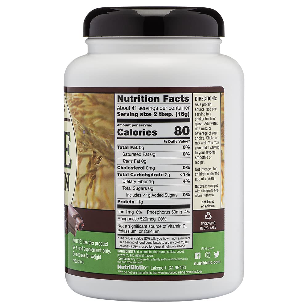 Close-up of NutriBiotic Chocolate Rice Protein powder texture