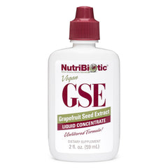 NutriBiotic GSE bottle front highlighting premium grapefruit seed extract for daily wellness.