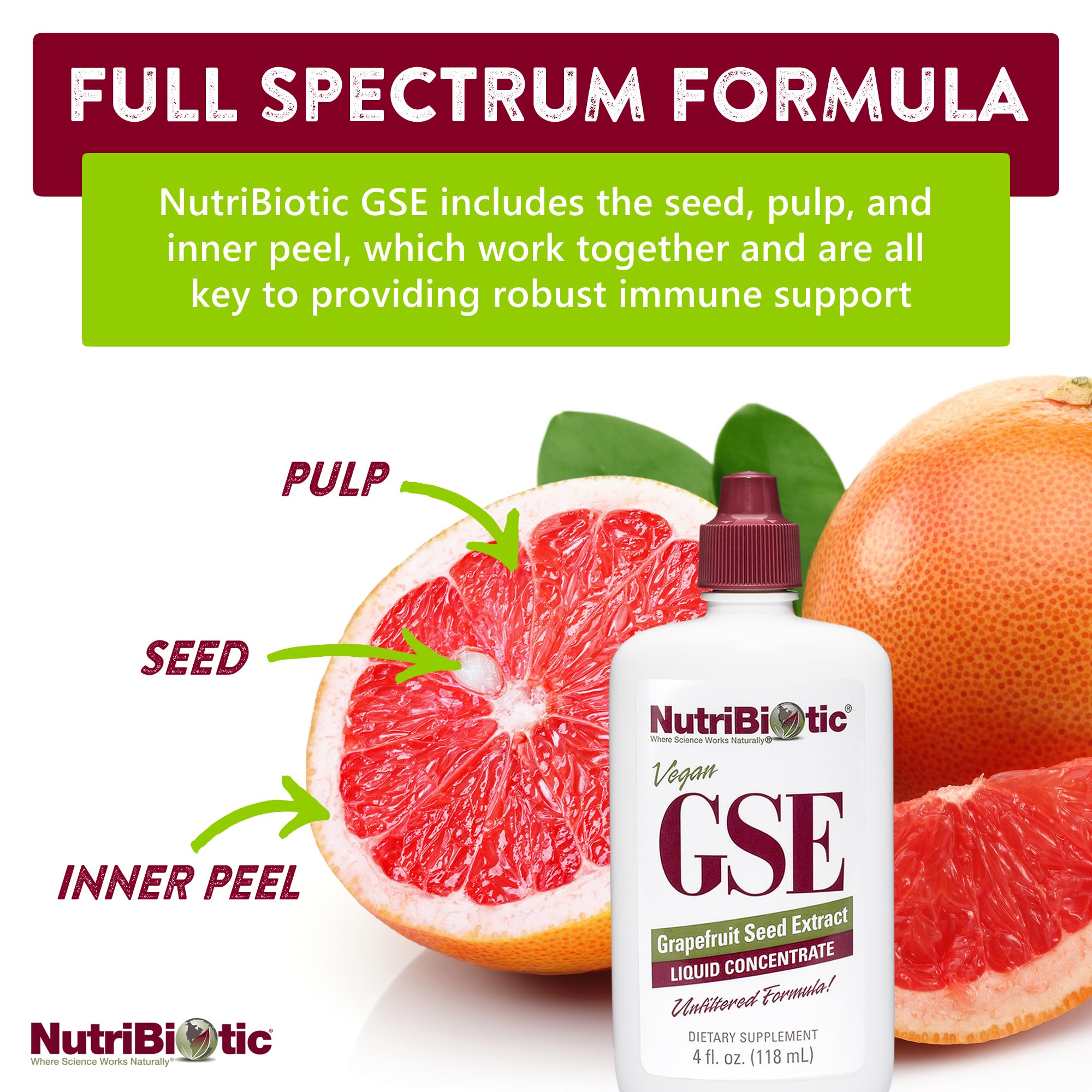 NutriBiotic GSE grapefruit graphic illustrating natural sourcing